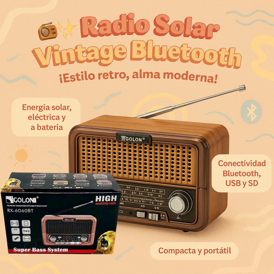 Radio Solar Vintage Bluetooth 📻